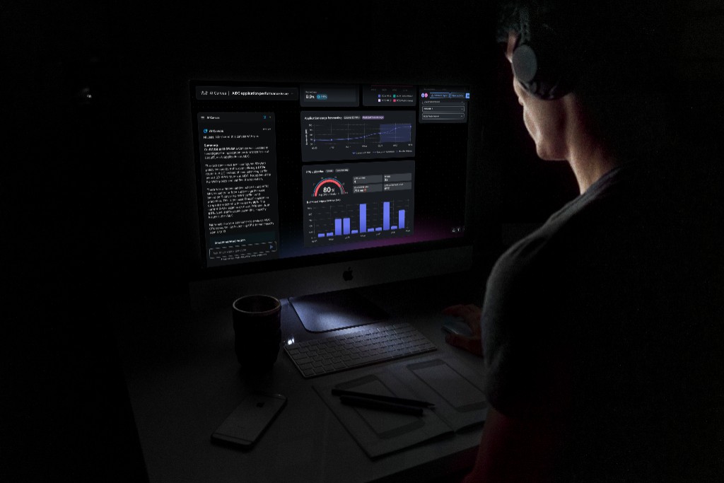 AI Canvas on iMac - application performance dashboard in a dark workspace